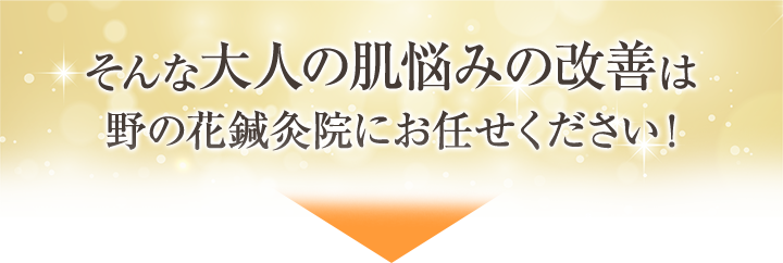 そんな大人の肌悩みの改善は野の花鍼灸院にお任せください!